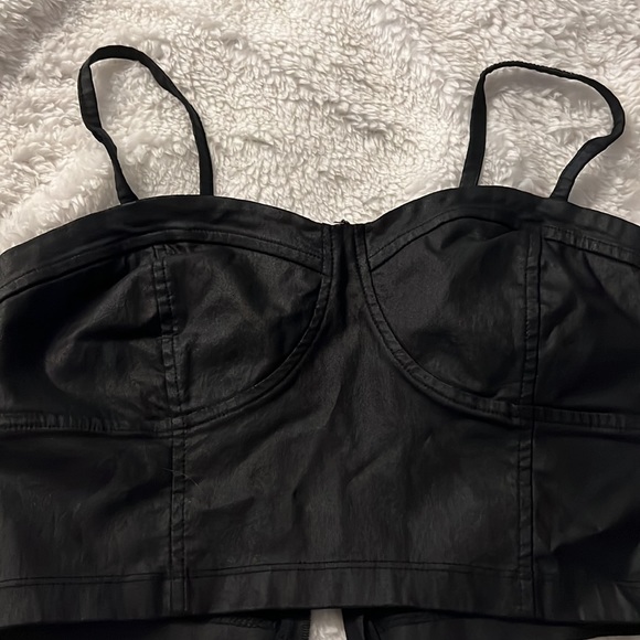 Faux Leather Cropped Top - Picture 2 of 3